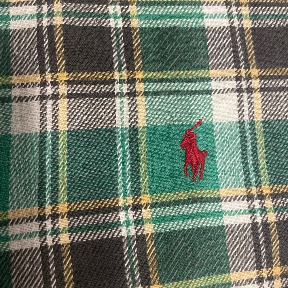 Ralph Lauren polo green plaid flannel long sleeve shirt size 2 XL - Picture 2 of 4